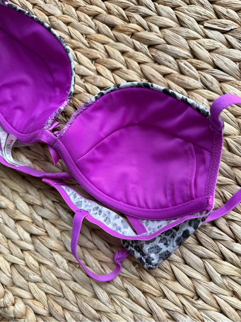 La Senza | Purple & White Leopard Print Push-Up Bra with Lace Trim - Picture 4 of 7